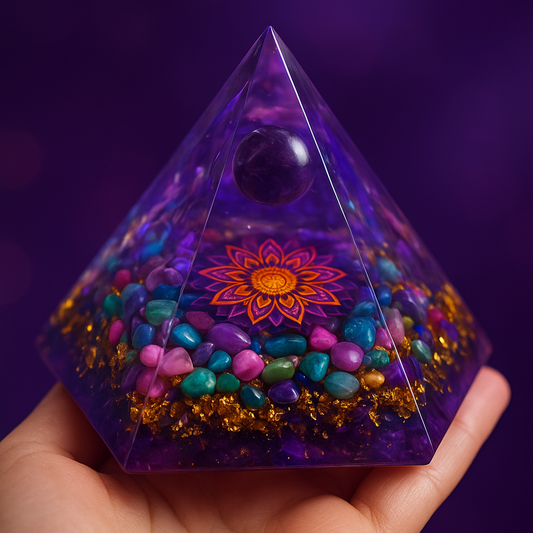 Orgonite Pirâmide Reiki | Cristais Protetores