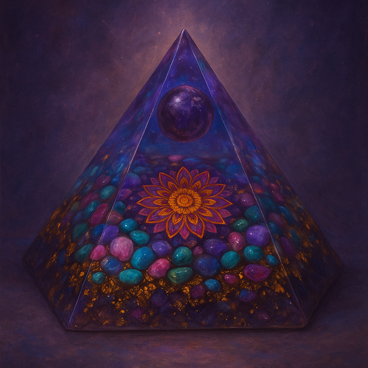 Orgonite Pirâmide Reiki | Cristais Protetores